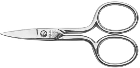 nippes Solingen profi Nagelschere aus gehärtetem, vernickeltem Stahl | 9 cm | Schere mit gebogenem Halm und gebogener Spitze | Ergänzung für jedes Pediküre-, Maniküre-Set