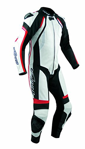 Combinaison Cuir 1 Pc. Moto Motard Piste Racing Route Protections rouge 58