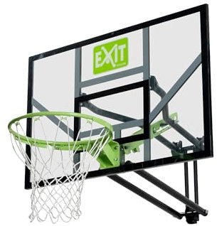 EXIT Toys Galaxy Basketballkorb zur Wandmontage Outdoor - Inkl. Basketballring, Netz und Befestigungsmaterial - Korb in 5 Höhen verstellbar - für Kinder und Erwachsene - Robuster Rahmen - Grün/Schwarz