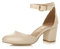 Ajvani Womens Ladies Low mid Block Heel Ankle Strap Court Shoes Sandals , Nude Matte, 4 UK