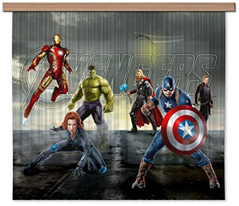 AG Design Marvel Avengers Polyester Vorhänge Kinderzimmer 180 x 160 cm Gardinen 2 Teilen | FCSXL 4330