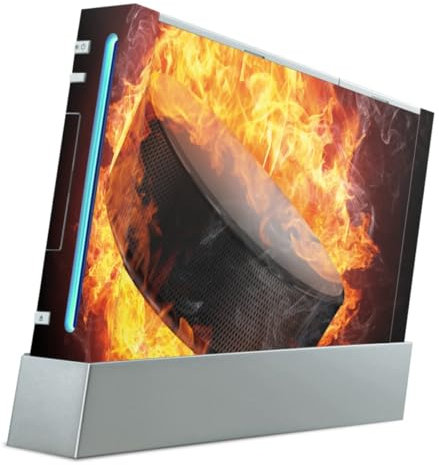 DeinDesign Skin kompatibel mit Nintendo Wii Folie Sticker Eishockey Feuer