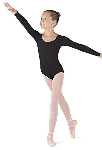 Bloch Mädchen Dance Girls Long Sleeve Leotard Meglio Microlux Langarmtrikot, Schwarz, 8-10