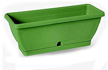 Blim Venezia Jardinière avec Soucoupe, Vert Anis, 40 x 19 x 16 cm