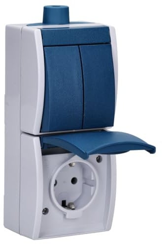 Busch-Jaeger 2601/5/20EW-53-503 Kombination SCHUKO® Steckdose, mit Wippschalter Serienschaltung (Thermoplast) Grau ocean® (IP 44) 2CKA001684A0324