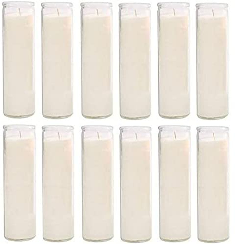 Glass Assorted Religious Candle, White, Case of 12 (1)