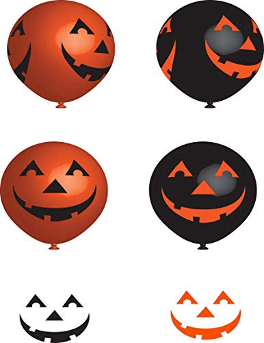 Amscan 999952 - Luftballons Smiling Pumpkin, 6 Stück, Größe 27 cm, Kürbis, Dekoration, Mottoparty, Halloween