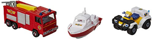 Dickie Toys 203099629401 - Feuerwehrmann Sam dreiteiliges Fahrzeug Set