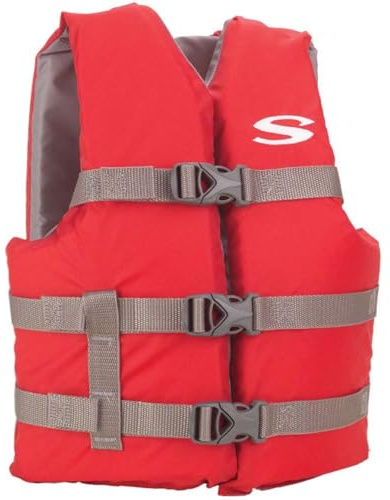 Stearns Kids Life Vest, USCG Approved Type III Life Jacket for Children 50 to 90 lbs, Youth PFD for Boating, Swimming, Watersports, Pool, Beach, & More, red