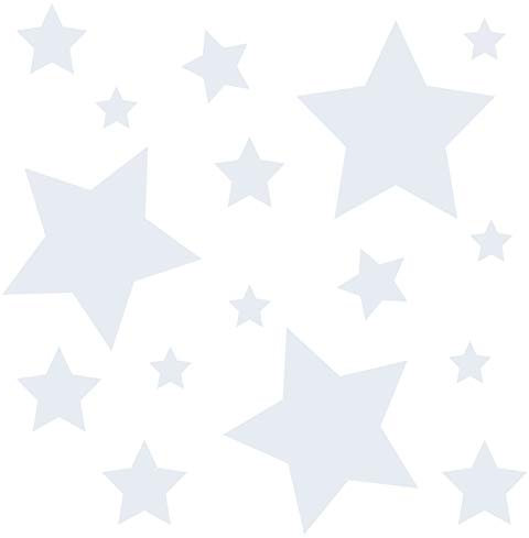 kleb-Drauf® | 18 Sterne | Weiß - matt | Wandtattoo Wandaufkleber Wandsticker Aufkleber Sticker | Wohnzimmer Schlafzimmer Kinderzimmer Küche Bad | Deko Wände Glas Fenster Tür Fliese