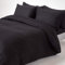 HOMESCAPES Black Pure Egyptian Cotton Duvet Cover Set Super King 330 TC 500 Thread Count Equivalent Satin Stripe Quilt Cover 2 Pillowcases Included Bedding Set
