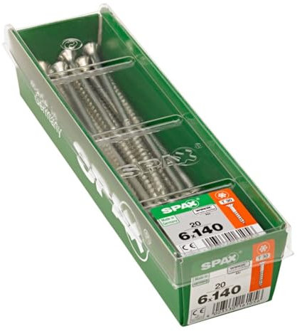 Lot de 20 vis acier tęte fraisée torx SPAX, Diam.6 mm x L.140 mm