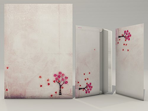 Briefpapier Set | Verträumter Herbst | 50 Blatt Herbstliches Motivpapier A4 | 50 Briefumschläge OHNE FENSTER im DIN LANG-Format