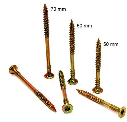 200 Stück OSB Verlegeschrauben 4,5 x 50 mm gelb verzinkt Torx TX 25 Verlegeplattenschrauben