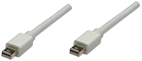 Manhattan Mini DisplayPort 1.2 Cable, 4K@60Hz, 1m, Male to Male, Bi-Directional, White, Lifetime Warranty, Polybag