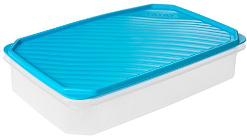 Tatay Fiambrera de Alimentos, Hermética, Tapa Flexible a Presión, Libre de BPA, Apto Microondas y Lavavajillas, Color Azul, Medidas: 28.5 x 18.5 x 6 cm, 2.1 L de Capacidad