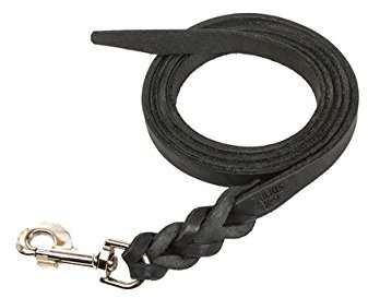 Julius-K9, 10080N-GF, Hundeleine aus Fettleder, 10mm x 0,8m, ohne Schlauf, Zamak Karabiner, geflochten