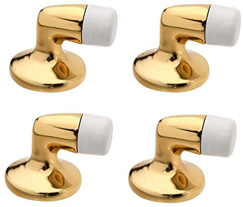 Stanley Set of 4 Floor Door Stop Brass Home Design, Brass, Rubber,Doorstop, Gold, N215-822, V1939, Durable, Floor Screwed, Floor Fitted