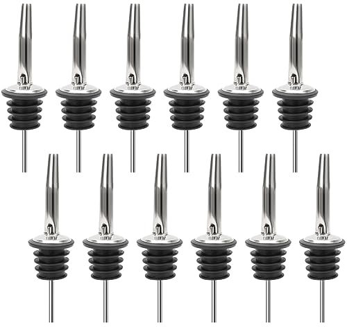 JBtek Stainless Steel Classic Bottle Pourers w/ Tapered Spout, 12 Pack