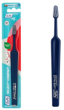 TePe Select Compact Zahnbürste, Extra Soft, farblich sortiert, 1 Stk., Zahnbürste mit extra weichen Borsten für eine effiziente und schonende Reinigung, extra weiche Zahnbürste für Erwachsene
