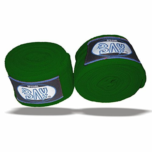 BAY® Basic 2,5 Boxbandagen + WICKELANLEITUNG, GRÜN, elastisch, 2,5 Meter x 5 cm, Box-Bandagen, Paar, GRÜN