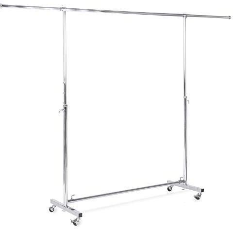 Rollbarer stabiler Kleiderständer Ausziehbarer Kleiderstange silber Garderobenständer Rollgarderobe H: 155-192 cm B: 123-200 cm