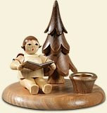Rudolphs Schatzkiste Kerzenhalter Engel am Baum mit Gesangbuch und Krone Höhe 6,5cm NEU Kerze Kerzenlicht Teelicht Weihnachten Kerzenschmuck Tischschmuck Holzschmuck Holz Seiffen Erzgebirge