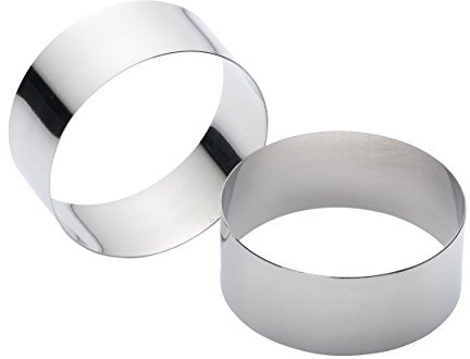KitchenCraft Edelstahl-Kochringe, großes Kochring-Set, Silbermetallic, normale Tiefe 3,5cm, Kreisgröße 9 x 9 x 3,5cm, 2er-Pack, Silber Metallic