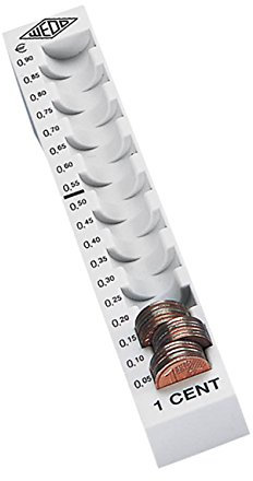 Wedo 160700137 Münzrille (0,01 Euro, 1 Cent, Kunststoff für 90 Münzen mit Markierungen 18 x 4,5 x 3 cm) lichtgrau