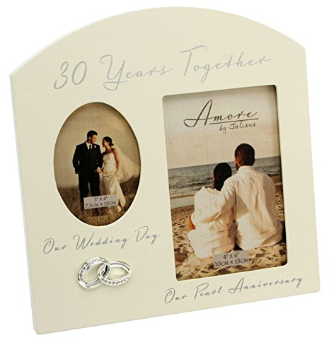 Amore Pearl 30th Anniversary Wedding Gift Cream Photo Frame - 6 x 4 Inches