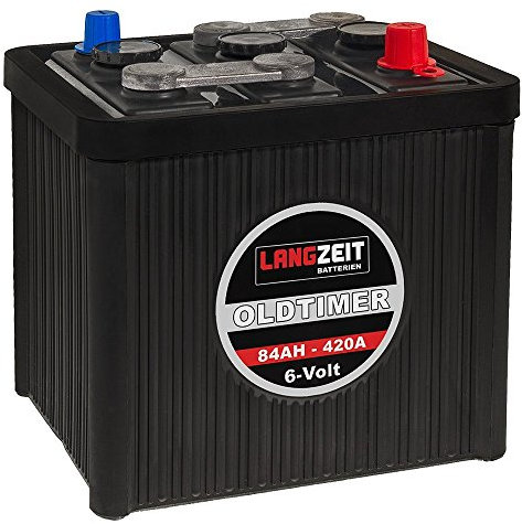 LANGZEIT Oldtimer Batterie 6V 84Ah Autobatterie Starterbatterie 6-Volt 08411 Trocken ohne Säure