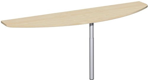 Geramöbel Anbautisch mit Stützfuß, inkl. Verkettungsmaterial, höhenverstellbar, 1800x500x680-820, Ahorn/Silber