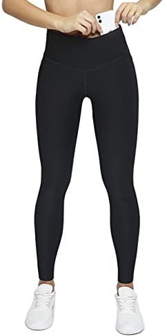 Formbelt lauftights Damen mit Taschen lang - Leggins high Waist Sportleggings Lauf Tights für Smartphone Handy Schlüssel Yoga Leggings größe schwarz XS