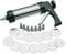 SHATCHI Stainless Steel Press Maker Kit Machine Cookie Molds Cake Icing Tools with 8 Piping Nozzles and 13 Biscuit Discs Cutters, Decorating Gun, Silver