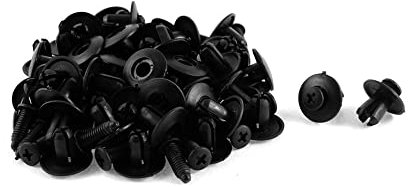 sourcingmap 50 Pcs Plastique Noir Voiture Clips Garniture Rivet Fixation