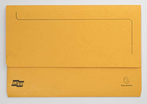 Exacompta - Ref 5256Z – Europa – Pocket Wallet, 356 x 242 mm, halbe Klappe vorne für Sicherheit, 300 Mikron Premium Pressboard, für A4 und Kanzleipapierdokumente, Gelb, 10 Stück