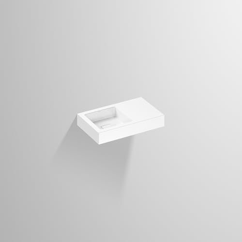 Alape˘ WT.QS525.L Waschtisch, wandhängend aus glasiertem Stahl mit antibakterieller Oberfläche in weiß,52,5 x 9,4 x 32,5 cm, ohne Hahnloch, ohne Überlauf, inklusive Befestigungsset,