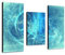 Magic Ocean - Feng shui Wandbild 100x70cm 3-teiliges Keilrahmenbild (30x70+30x50+30x70cm) abstraktes Wandbild mehrteiliger Kunstdruck im Gemälde-Stil - optisch wie handgemalt - glatte Oberfläche - Vintage