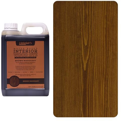Littlefair's Holzlasur 5ltr - Holzlasur Innen - Holz Lasur Für Natürliche Holzmaserung - Wasserbasierte Wood Stain - Schnell Trocknend & Umweltfreundlich - Farbe: Braunes Mahagoni