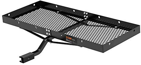 CURT 18110 48 x 20-Inch Tray Hitch Cargo Carrier, 300 lbs Capacity, 1-1/4, 2-in Adapter Shank,Black