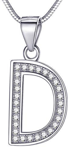 Morella Damen Buchstabenhalskette Halskette und Anhänger Buchstabe D aus 925 Silber rhodiniert 45 cm lang