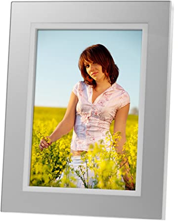 Erno Altea Glas Bilderrahmen in Schwarz Silber 10x15 13x18 Porträt Foto Rahmen: Farbe: Silber | Format: 10x15