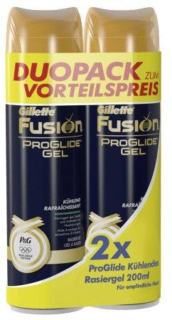 Gillette Duo-Pack Fusion ProGlide Gel Golden Edition Kühlend 2x200ml - Olympia, 400 ml