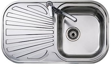 Teka Stylo 1C 1E - Fregadero de Cocina 1 Seno con Escurridor, Encastrado, para Mueble de 45 cm, Válvula Canasta, Acero Inoxidable