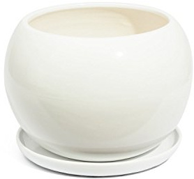 Cerámica Maceta Maceta único bola pintados a mano Diámetro 110 mm blanco Incluye Posavasos