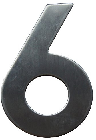 Alpertec 35150061K1 Hausnummer Nr. 6 Edelstahl satiniert Höhe: 120 mm inkl. Schrauben und Dübeln