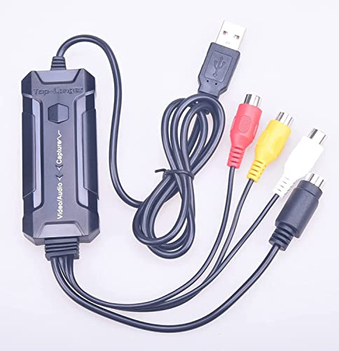 Top-Longer Botier D'acquisition Audio/Vidéo USB 2.0/VHS Converter Analog Digital Nouvelle Version Mac/PC pour Windows 11/MacOS 12.5Capture Audio/Vidéo USB 2.0 Convertir Les Vieux VHS