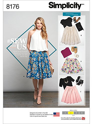 Simplicity Schnittmuster 8176 Schnittmuster Dirndl Röcke in DREI Längen, weiß