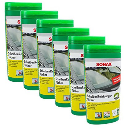 SONAX 6 x 412000 Scheibenreinigungstücher je Box 25 Tücher sind insgesamt 150 Tücher