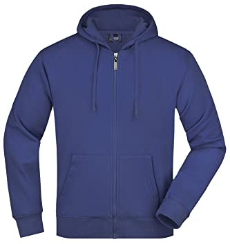 James & Nicholson Herren Kapuzenjacke - Klassische Sweatjacke mit doppellagiger Kapuze | Farbe: royal | Grösse: L